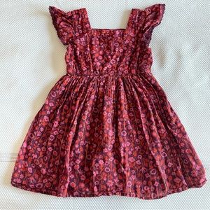 Cat & Jack fit and flare, flutter sleeved, floral, burgundy, pink size 7/8 dress
